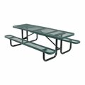 Vestil Metal Rectangle Picnic Table, 96", green PT-MX-3096-GN